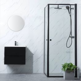 Suihkunurkka Bathlife Profil 800x800 mm kaksi ovea musta kehys