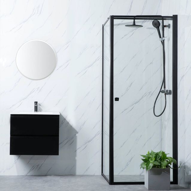 Suihkunurkka Bathlife Profil seinä 1000mm ovi 800mm musta kehys