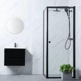 Suihkunurkka Bathlife Profil seinä 700 mm ovi 1000 mm musta kehys