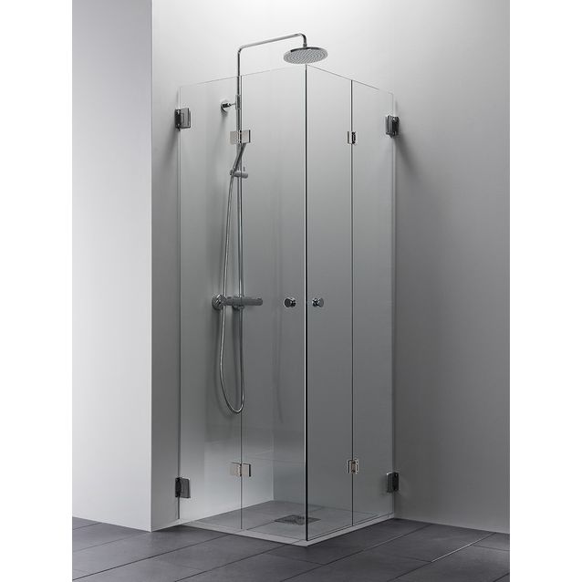 Suihkunurkka Vihtan Elegance 16, mittojen mukaan, kirkas lasi, musta