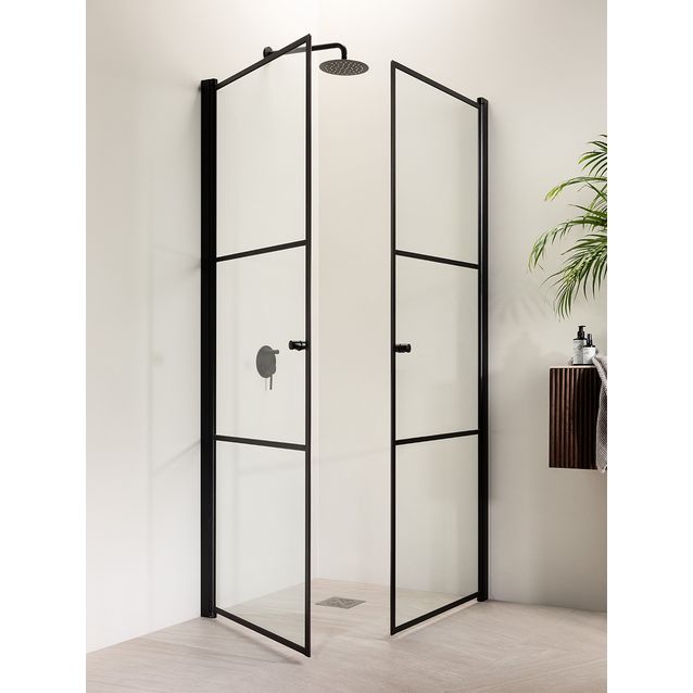 Suihkunurkka Vihtan Ruutu 3+3 musta ruudukko eri kokoja