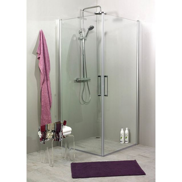 Suihkunurkkaus Noro Fix Trend C 99 900x900x1950 mm mattahopea kirkas lasi