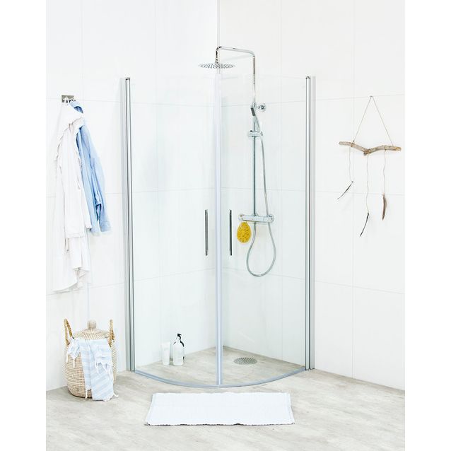 Suihkunurkkaus Noro Fix Trend R 99 900x900x1950 mm mattahopea kirkas lasi