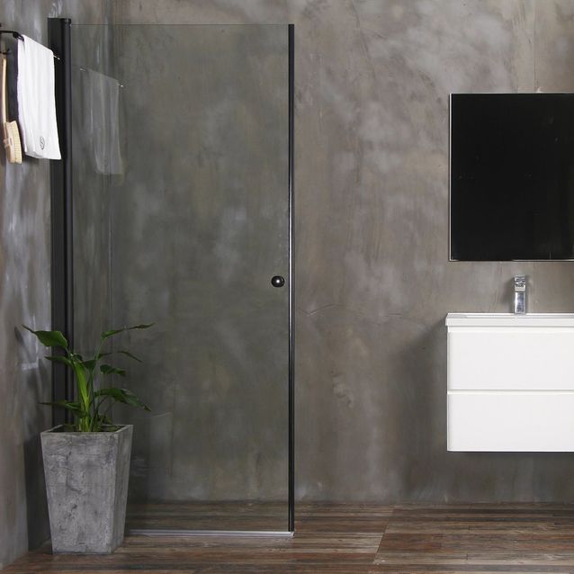 Suihkuovi Bathlife Mångsidig 900 mm suora kirkas lasi musta kehys