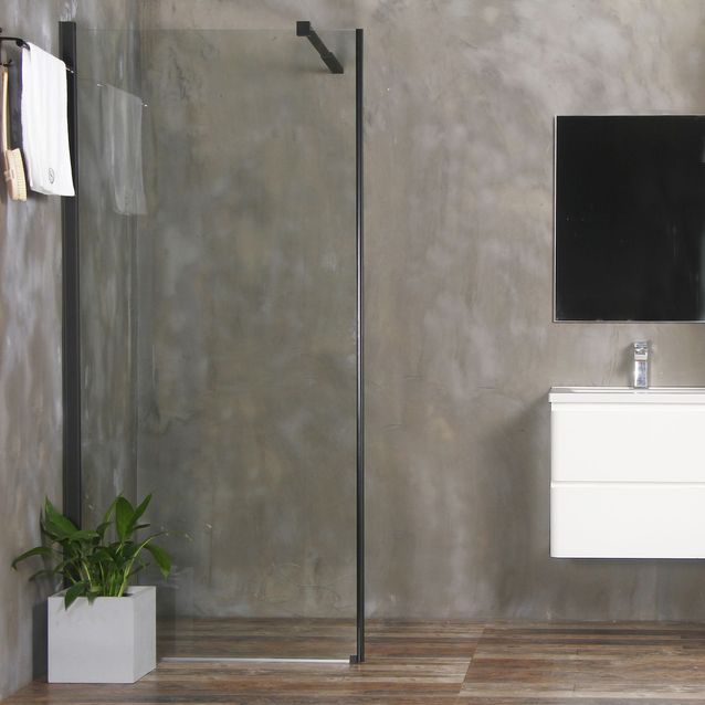 Suihkuseinä Bathlife Mångsidig 700 mm kirkas lasi musta kehys