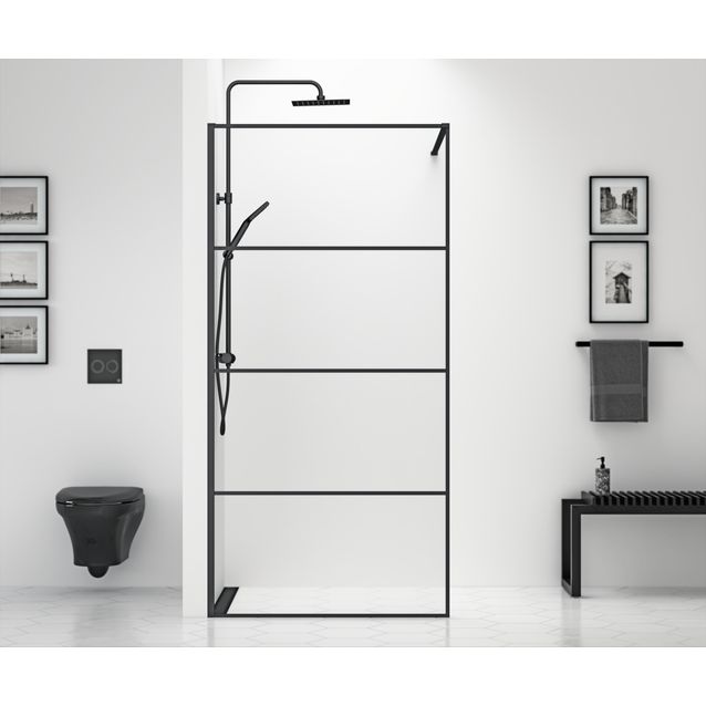 Suihkuseinä Gustavsberg Square musta profiili eri kokoja