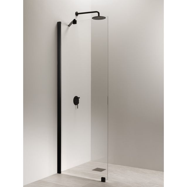 Suihkuseinä Vihtan Puro 6 kirkas lasi alumiini/musta eri kokoja