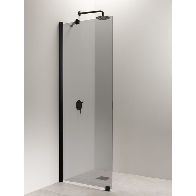 Suihkuseinä Vihtan Puro 6 harmaa lasi alumiini/musta eri kokoja