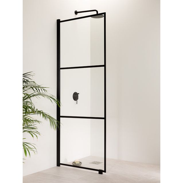 Suihkuseinä Vihtan Ruutu 6 musta ruudukko eri kokoja