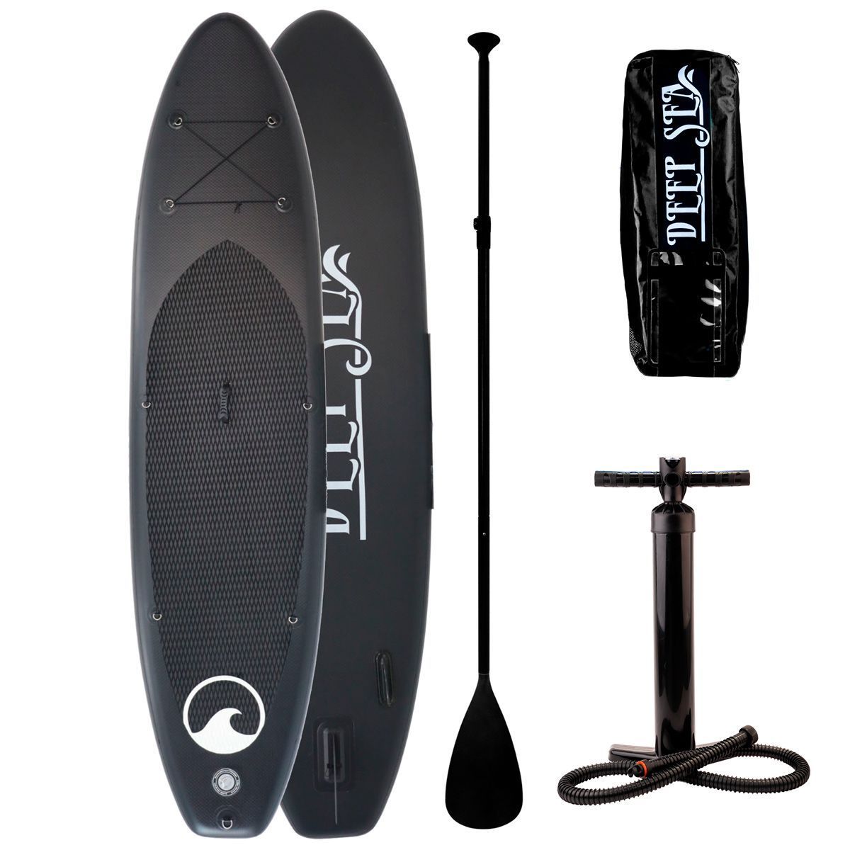 SUP-lautasetti Deep Sea XXL ilmatäytteinen 330 cm 15 PSI musta-valkoinen