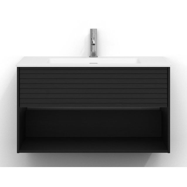 Allaskaappi Svedbergs Epos, 80x45cm, 1 ltk, jalusi, musta saarni, push-open