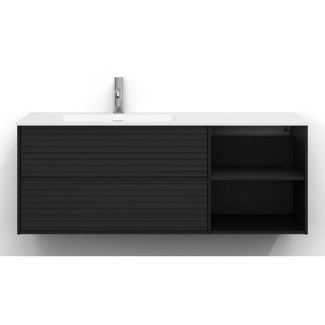 Allaskaappi Svedbergs Epos, 120x45cm, vasen, 2+0 ltk, jalusi, musta saarni, push-open
