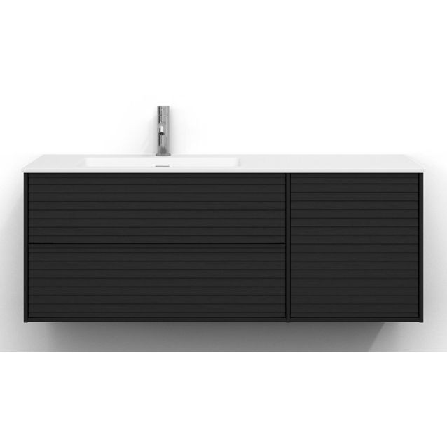 Allaskaappi Svedbergs Epos, 120x45cm, vasen, 2+1 ltk, jalusi, musta saarni, push-open