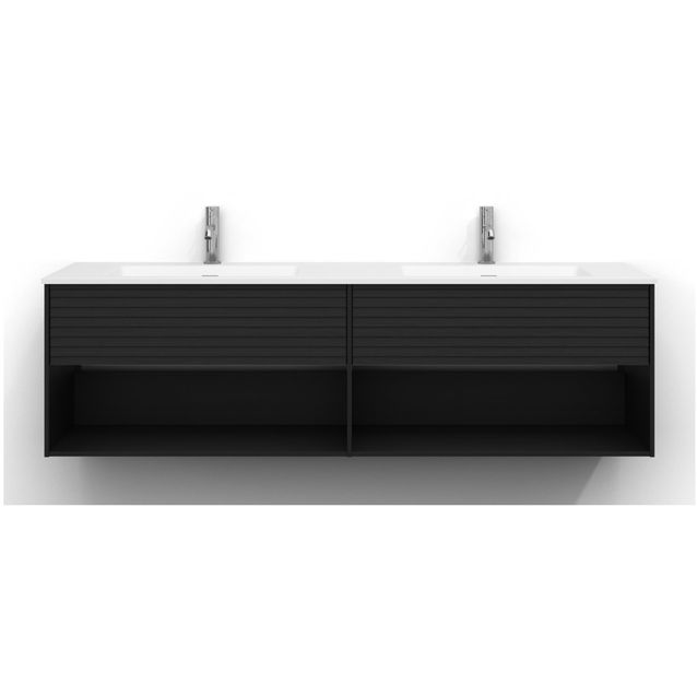 Allaskaappi Svedbergs Epos, 160x45cm, 1+1 ltk, jalusi, musta saarni, push-open