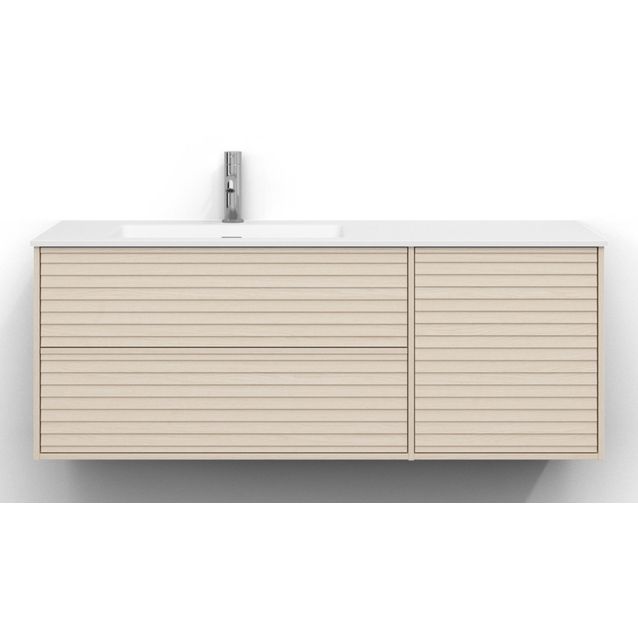 Allaskaappi Svedbergs Epos, 120x45cm, vasen, 2+1 ltk, jalusi, vaalea saarni, push-open