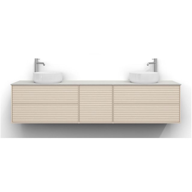 Allaskaappi Svedbergs Epos, 200x45cm, 2+1+2 ltk, jalusi, vaalea saarni, push-open