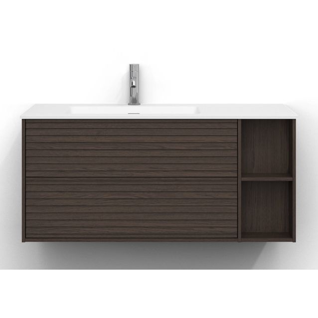 Allaskaappi Svedbergs Epos, 100x45cm, vasen, 2 ltk, jalusi, tumma saarni, push-open
