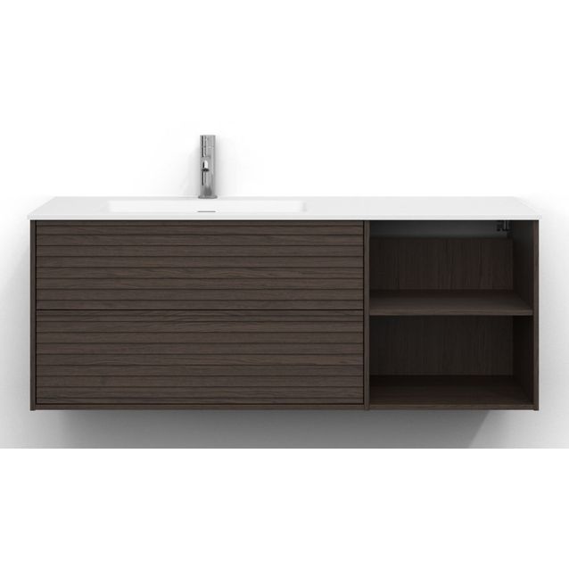 Allaskaappi Svedbergs Epos, 120x45cm, vasen, 2+0 ltk, jalusi, tumma saarni, push-open