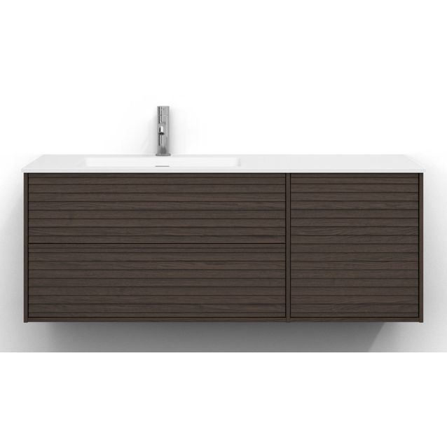 Allaskaappi Svedbergs Epos, 120x45cm, vasen, 2+1 ltk, jalusi, tumma saarni, push-open