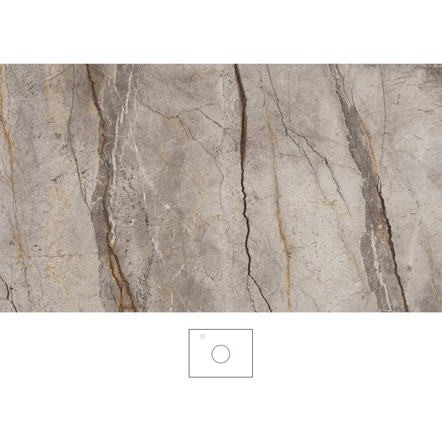 Kylpyhuoneen pöytätaso Svedbergs Epos Silva 60x45C, keskitetty, 610mm, graniittikeramiikka, hanareikä vasemmalla