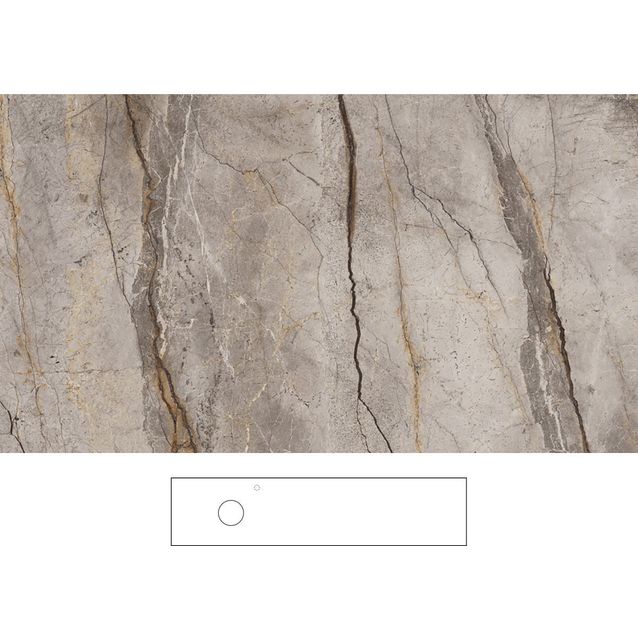 Kylpyhuoneen pöytätaso Svedbergs Epos Silva 200x45H, vasen, 2000mm, graniittikeramiikka, hanareikä oikealla
