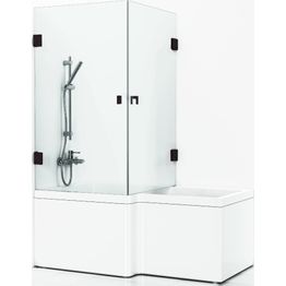 Suihkunurkka kylpyammeelle Svedbergs 180° 830x830 mm musta profiili kirkas lasi