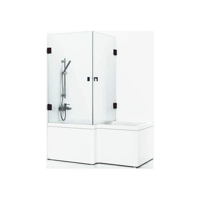 Suihkunurkka kylpyammeelle Svedbergs 180° 830x830 mm musta profiili kirkas lasi