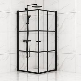 Suihkunurkka Sunwind Tiana Black, 900x900x1900mm, kaksi ovea, kirkas lasi, musta profiili