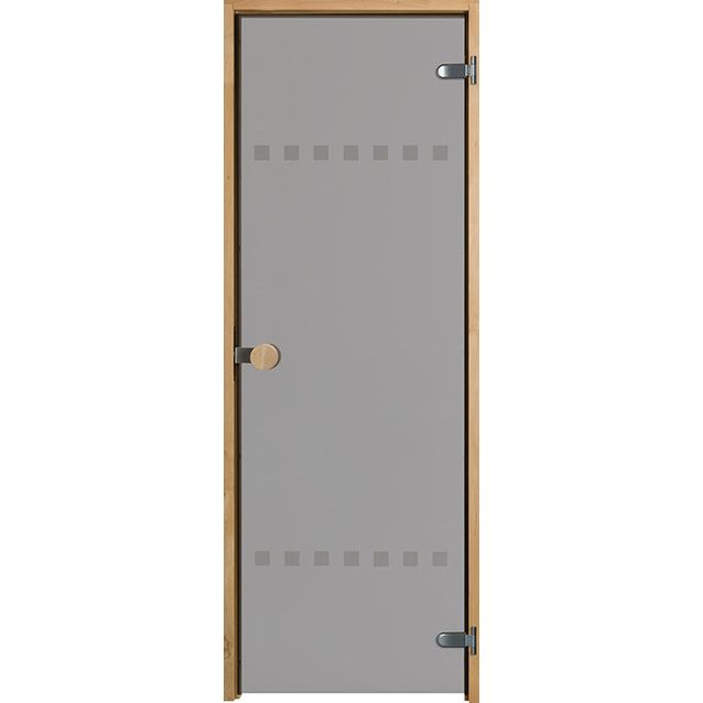 Saunan lasiovi Swedoor Serenity Pisara 8x19 symm silkkipainettu lasi harmaa mäntykarmi