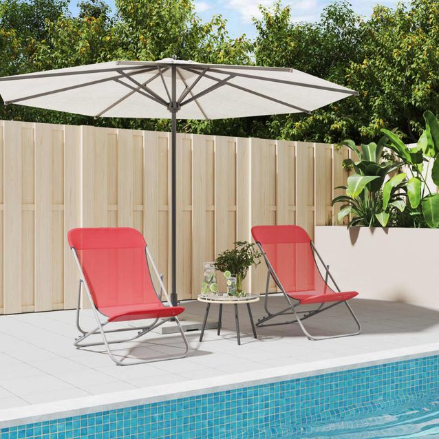 Taitettavat rantatuolit 2 kpl punainen textilene / teräs