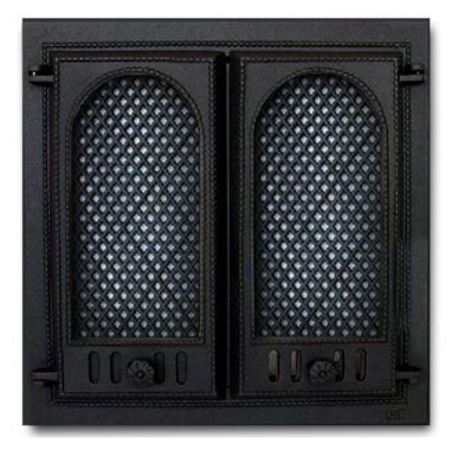 Takkaluukku 402, 2-ovinen holvikaari 410x410mm, kipinäverkoilla, 