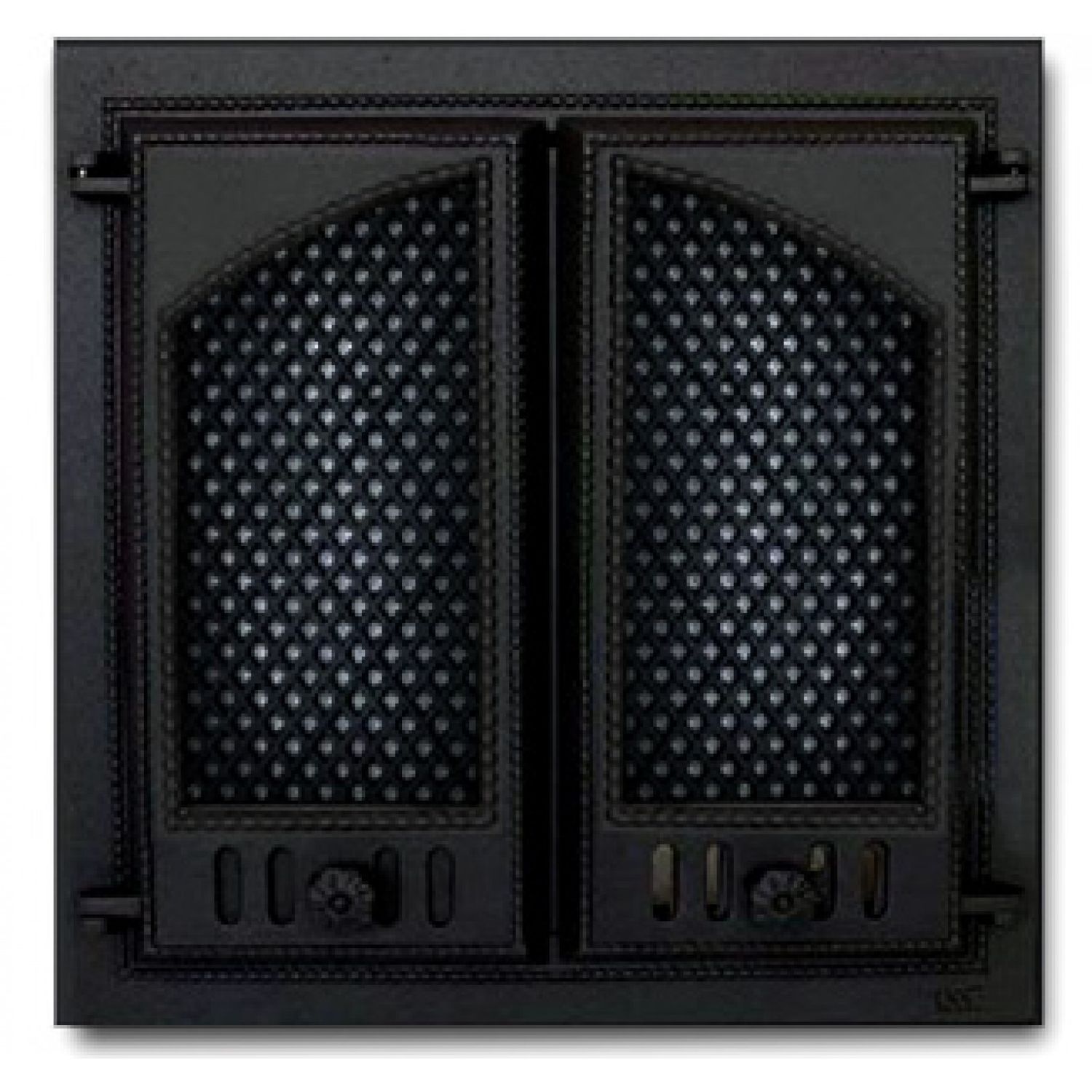 Takkaluukku 404, 2-ovinen puoliholvikaari, 410x410mm, kipinäverkoilla