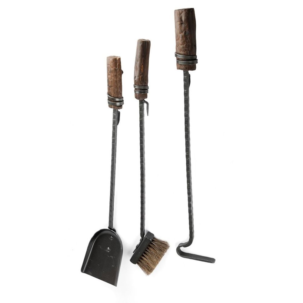 Takkavälinesarja Ferrum Fabrika Puukahva 3-osainen takorauta