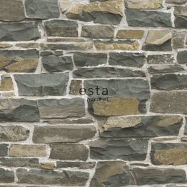 Tiilitapetti Esta Brooklyn Bridge 138522, 0,53x10,05m, vihreä/harmaa