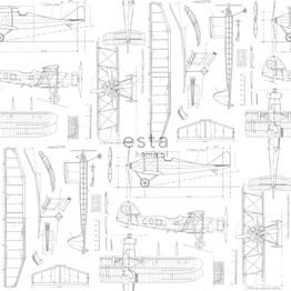 Tapetti Esta College 128812, graafinen/geometrinen, vintage, valkoinen/harmaa