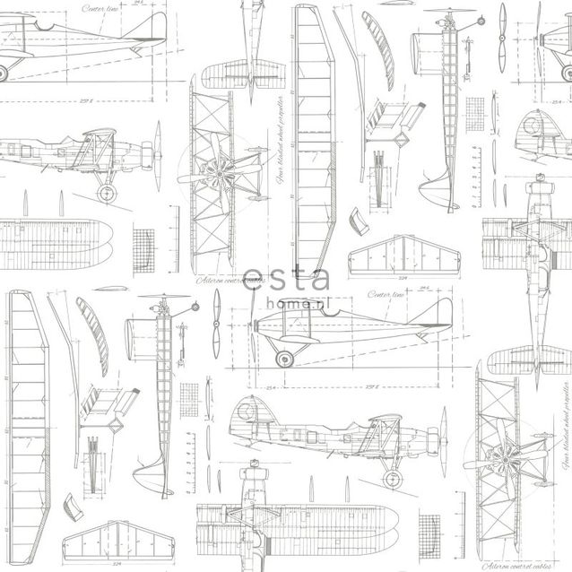 Tapetti Esta College 128812 0,53x10,05 m valkoinen/harmaa 