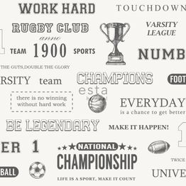 Tapetti Esta College 128817, teksti, valkoinen/musta