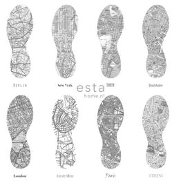 Tapetti Esta College 128818, kartta, moderni, valkoinen/harmaa