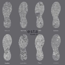 Tapetti Esta College 128820, kartta, moderni, harmaa