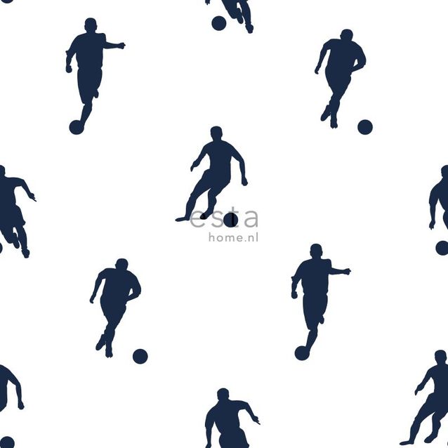 Tapetti Esta College 138801 0,53x10,05 m valkoinen/sininen