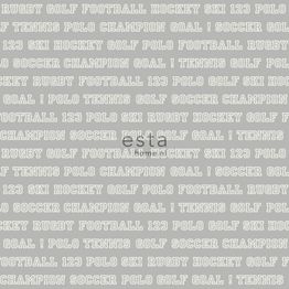 Tapetti Esta College 138802, teksti, harmaa