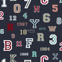 Tapetti Esta College 138833, teksti, moderni, sininen