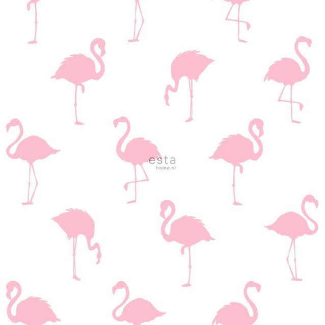 Lastenhuoneen tapetti ESTA Jungle Fever 138992, 0.53x10.05m, non-woven, valkoinen/vaaleanpunainen