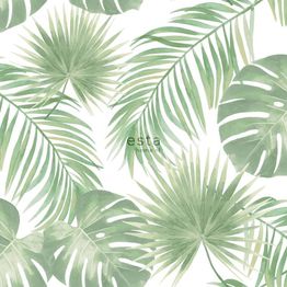 Tapetti ESTA Jungle Fever 139012, non-woven, luonto, vihreä/valkoinen