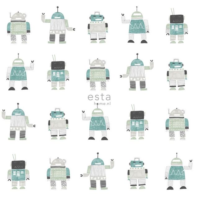 Lastenhuoneen tapetti Esta Little Bandits 138938, 0,53x10,05m, valkoinen/sininen