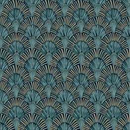 Tapetti Jungle Fever JF3001, Art Deco, jugend, sininen