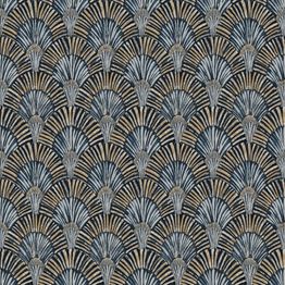 Tapetti Jungle Fever JF3002, Art Deco, jugend, sininen