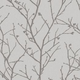 Tapetti Sandudd Vermeil 104754, non-woven, kasvi, vaaleanharmaa/hopea