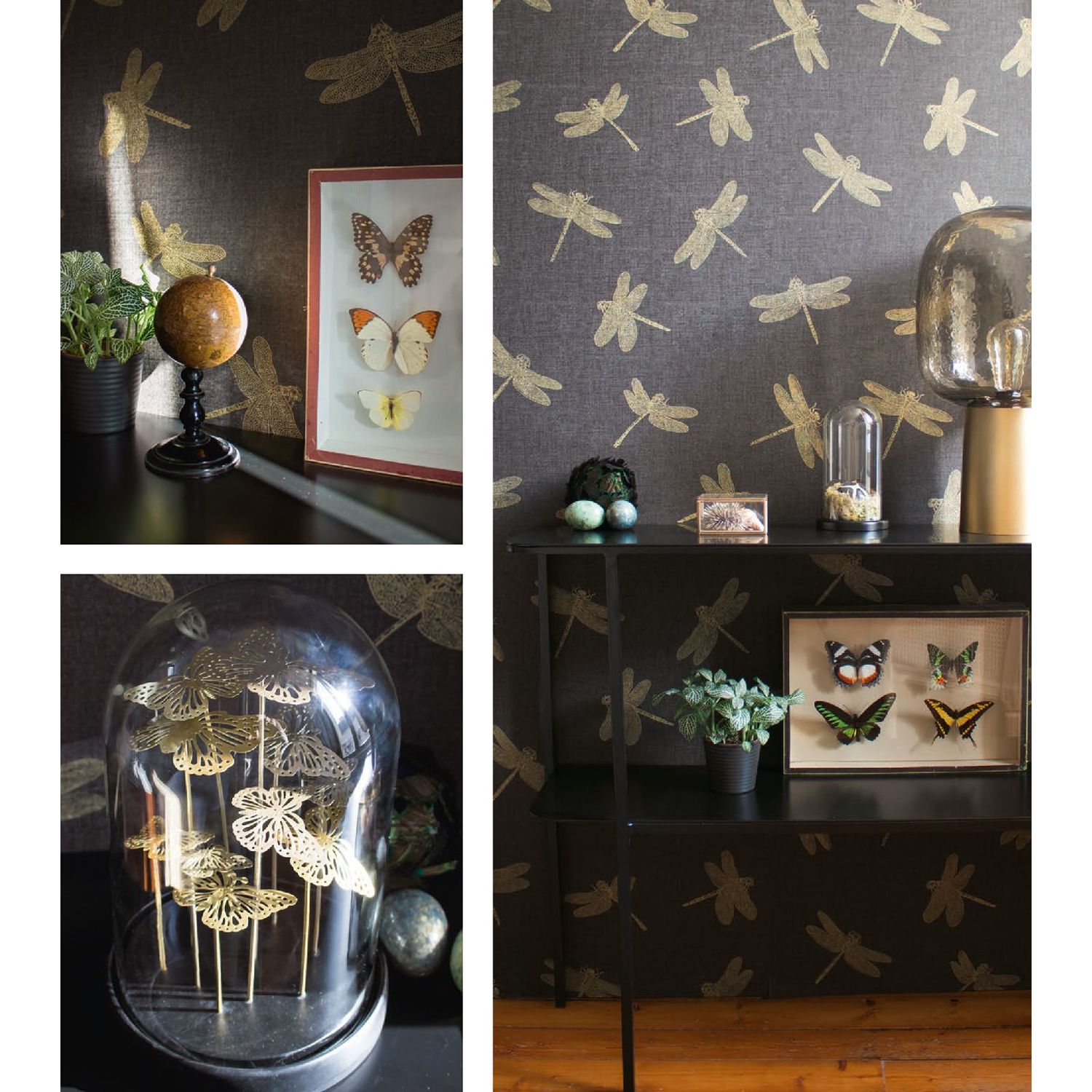 Tapetti Sandudd Four Seasons 358973, 0,53x10,05m, musta/kulta, non-woven lisäkuva