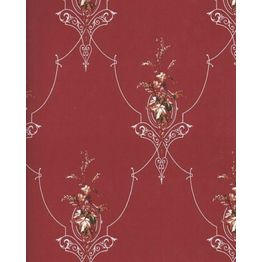 Tapetti Sandudd Isoäidin aikaan 4833-1, non-woven, kasvi, ornamentti, punainen